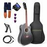 Vgk41-12bke Vangoa Strings Guitar Acoustic Electric Cutaway Black Inch Eq