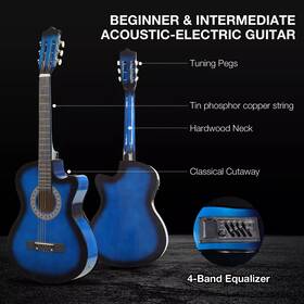 Km3920 Vilobos 38 Inch Acoustic Electric Guitar Cutaway Beginner Bundle Kit 4-band Eq Gift
