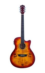 Washburn Deep Forest Burl Grand Auditorium Acoustic Electric Guitar Amber Fade