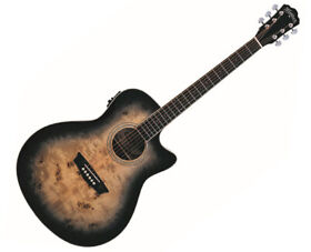 Washburn Dfbaceb-u Deep Forest Burl A E Auditorium Cutaway Black Fade Gloss