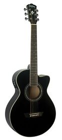 Ea10b-a-u Washburn Ea10 Festival Petite Jumbo Cutaway Acoustic Electric Guitar Black