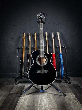 Ea12b-a-u Washburn Mini Jumbo Acoustic/electric Guitar - Black