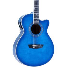 Ea15tbl-u Washburn Festival Ea15 Mini Jumbo Acoustic-electric Guitar F-maple Trans Blue