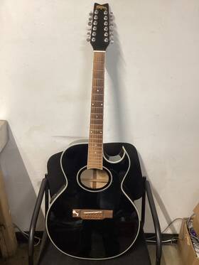 Ea912b Washburn Festival Series 12 String Cutaway Acoustic-electric Guitar Black