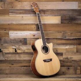 Wg7sce-a-u Washburn G7sce Harvest Grand Auditorium Cutaway Acoustic Guitar Natural Gloss
