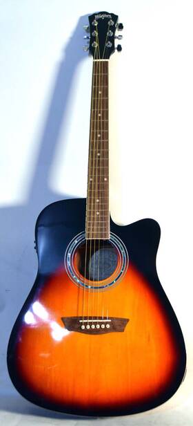 L21082180 Washburn Acoustic Electric Guitar Great Condition Roadrunner Hard Case