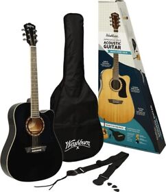 Washburn Model Ad5cebpack Acoustic Electric Guitar Bundle Gloss Black Finish