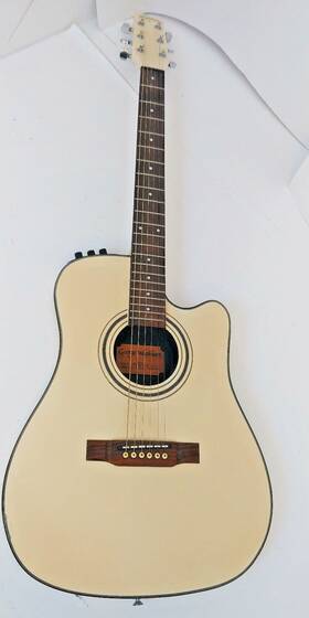 Sbf-24 Washburn George Thinline Solid Body Acoustic Electric Guitar White