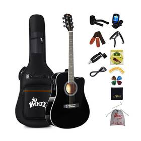 Af168ce-41-gbk Winzz 4/4 Electro-acoustic Guitar Western Set For Adults And Beginner