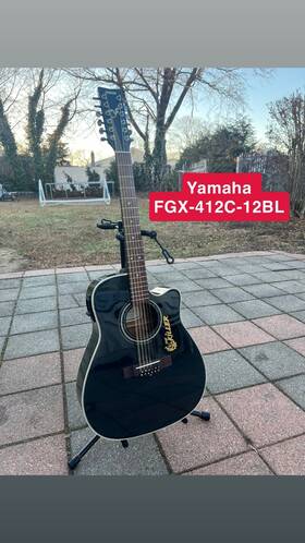 Fgx-412c-12bl Yamaha 12-string Acoustic-electric Guitar Black With Case
