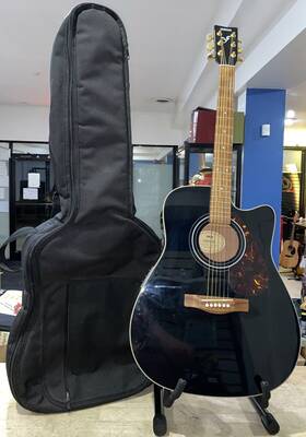 Fx01c Yamaha Fx01 Black Dreadnought Acoustic-electric Guitar With Soft Case