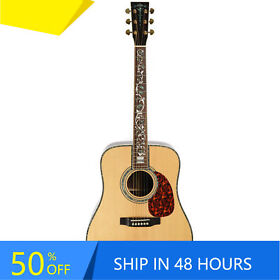 Mgasg002 Zuwei 41inch Solid Spruce Top D Acoustic Guitar Flower Inlay Built-in Eq Usa Ship