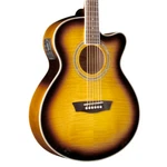 Washburn EA15 Mini Jumbo A/e Guitar, Flame Maple Top, Tobacco Burst. Fixed Price $359.00.