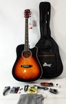 Winzz Acoustic-electric Guitar 4/4 Full Size 41" Dreadnaught Cutaway Needs New. Fixed Price $100.00.