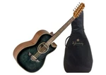 New H Jimenez Bajo Quinto Acoustic-electric Guitar, Black Flame Maple, #LBQ1EBF. Fixed Price $858.99.