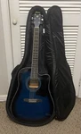 Ibanez Dreadnought Acoustic Guitar Blue 6 String Right-handed With Gig Bag. Fixed Price $250.00.