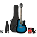 Ibanez V70CE Dreadnought Acousticelectric Guitar Pack Transparent Blue. Fixed Price $299.99.