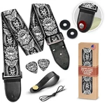 Guitar Strap Royal Black Silver Woven For Bass, Electric & Acoustic - Includes. Fixed Price $37.99.