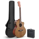 Us 41" Brown Walnut Cutaway Folk Guitar 6-STRING W/gig Bag 15W Amp Tuner Strap. Fixed Price $155.05.