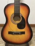 Vintage Crescent Hand Made Acoustic Beginner Guitar Wood Sunburst Good Condition. Fixed Price $89.17.