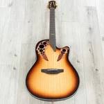 Ovation Celebrity Elite Plus Acoustic-electric Guitar, Eucalyptus Flame Sunburst. Fixed Price $729.99.