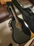 Fender 6 String Gemini Acoustic Guitar With Hard Case And Strap Black Finish. Fixed Price $120.00.