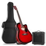 Thinline Cutaway Acoustic Electric Guitar With Eq & 10 Watt Amp Red. Fixed Price $172.44.