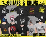 Guitar Quality T-shirt Mens Musical Instrument Bass Electric Acoustic Drum. Fixed Price $12.07.
