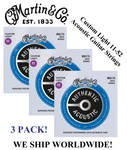 **3 Sets - Martin MA175 Acoustic Guitar Strings Custom Light 80/20 (was M175)**. Fixed Price $21.98.
