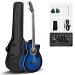 Glarry Eq 4 String Electric Acoustic Bass Guitar Rosewood Fingerboard Blue. Fixed Price $84.99.