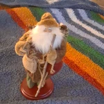 Rustic Santa Figurine Brown Outfit Walking Stick Natural Finish Christmas Decor. Fixed Price $35.00.
