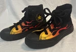Converse Youth 11 Flame Print Black High Tops Chuck Taylor Sole Shoes. Fixed Price $14.99.