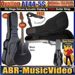 Ovation Applause AE44-5S Mid-depth E-acoustic Guitar Black Satin & Gig Bag. Fixed Price $459.00.