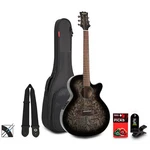 Mitchell MX430QAB Exotic Acousticelectric Guitar Pack Midnight Black Edge Burst. Fixed Price $599.99.