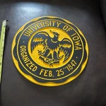 1964 College Crest Iowa Hawks University Rare 10 Wall Hanger. Fixed Price $40.00.