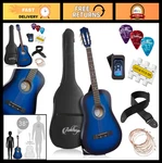 Ashthorpe 38IN Beginner Acoustic Guitar Starter Kit Blue With Gig Bag, Tuner. Fixed Price $109.99.