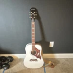 Epiphone Hummingbird White Acoustic Guitar 6 String With Strap. Fixed Price $450.00.