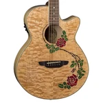 Luna Flora Rose Quilt Maple Acoustic/electric Guitar - Gloss Natural Open Box. Fixed Price $809.99.