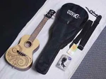 Luna Tattoo Concert Spruce Ukulele W/ Gig Bag, Strap Button, Tuner, Uke New. Fixed Price $139.50.