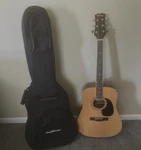 Vtg Mitchell Dreadnought Acoustic Guitar MD-100 With Soft Case & Capo Euc. Fixed Price $135.99.