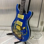 New Blue Prs Style Guitar, Dragon Shell Inlay, Gold Hardware, Full Size. Fixed Price $288.00.