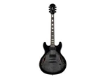 Monoprice Indio Boardwalk Flamed Maple Hollow Body Electric Guitar - Charcoal. Fixed Price $199.99.