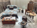 Handcrafted One Of Kind Rustic American 18" Doll Lodge Furniture & Accessories. Fixed Price $71.99.