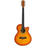 Oscar Schmidt OG10CEFYS Concert Acoustic Electric Guitar, Flame Yellow Sunburst. Fixed Price $259.99.
