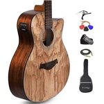 Electric Acoustic Guitar Ash Wood Semi Pickup Inbuilt Tuner Kadence Capo Strings. Fixed Price $209.99.