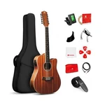 Vangoa 12 Guitar Acoustic Electric, Upgraded Strings Bundle .... Fixed Price $342.03.
