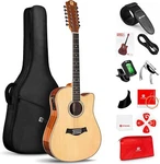 Vangoa 12 Guitar, Acoustic Electric Strings, Bone Nut. Fixed Price $199.00.