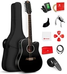 12 String Acoustic Electric Guitar Spruce Top Bone Nut Black Vangoa Upgraded. Fixed Price $369.99.