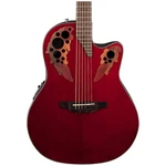 Ovation Celebrity CE48 Elite A/e Guitar, Solid Spruce Top, Ruby Red. Fixed Price $574.00.