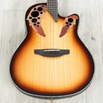 Ovation Celebrity Elite Plus Acoustic-electric Guitar, Eucalyptus Flame Sunburst. Fixed Price $729.99.